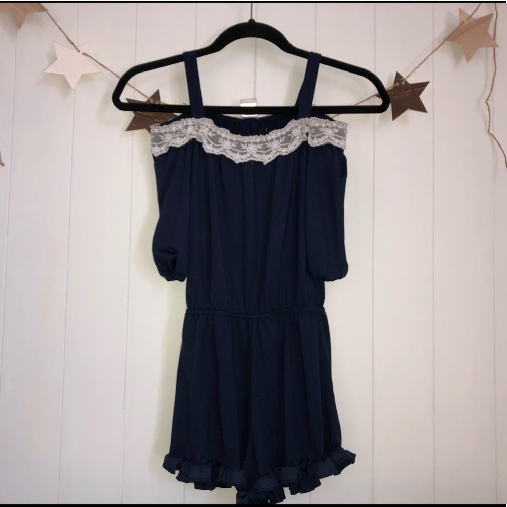 ☁️ Cute girls blue romper size 12 ☁️